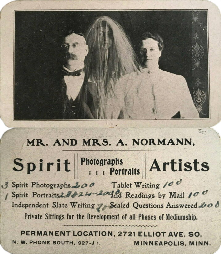 Mr. and Mrs. A. Norman - Spirit Photograph Business Card Full