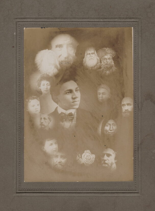 Unknown - Unidentified Man and 13 Spirits Spirit Photograph